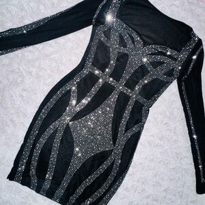 Black Rhinestone Dress L